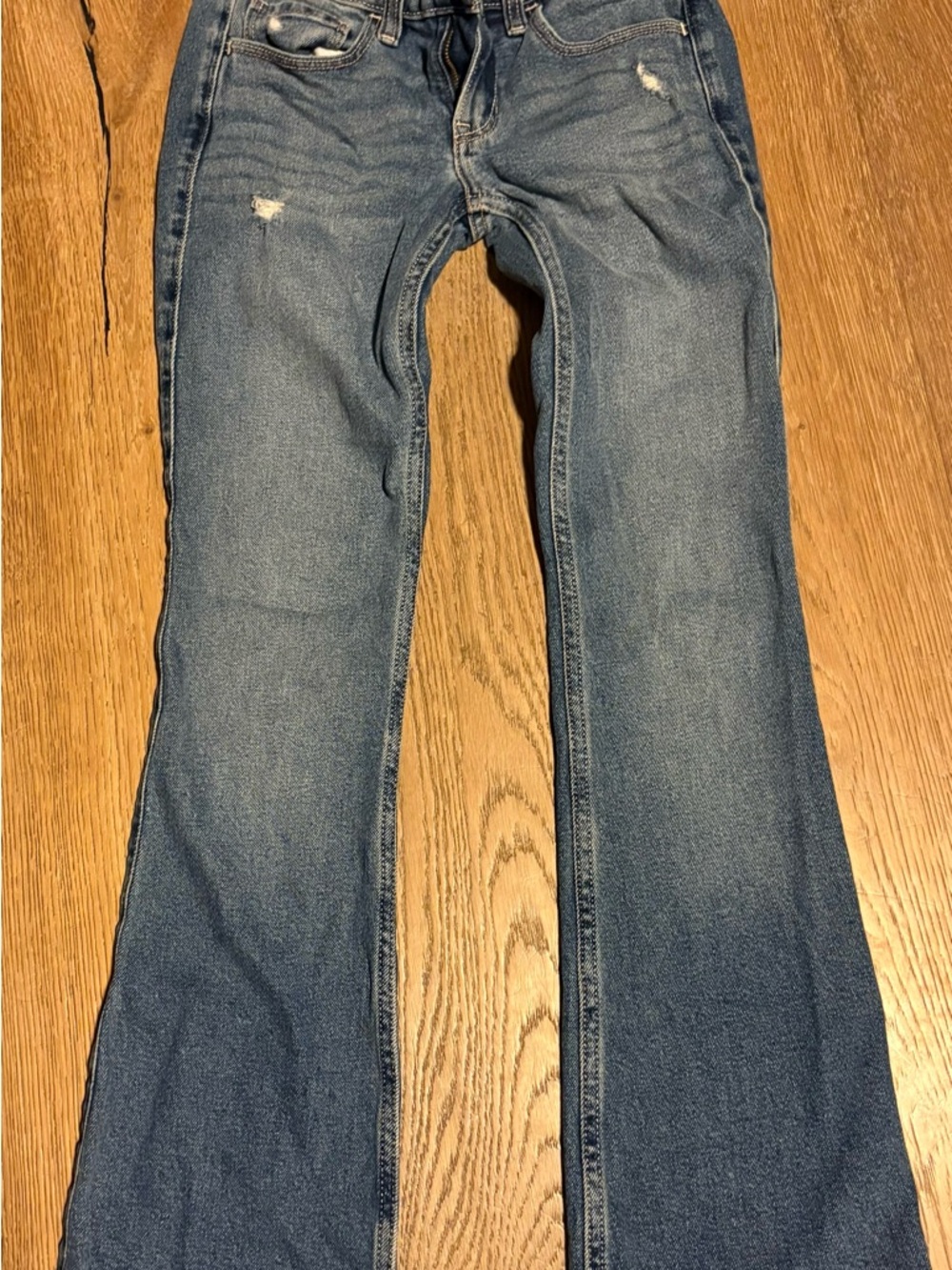 Hollister Mid-Blue Flare Jeans with Light Distressing
